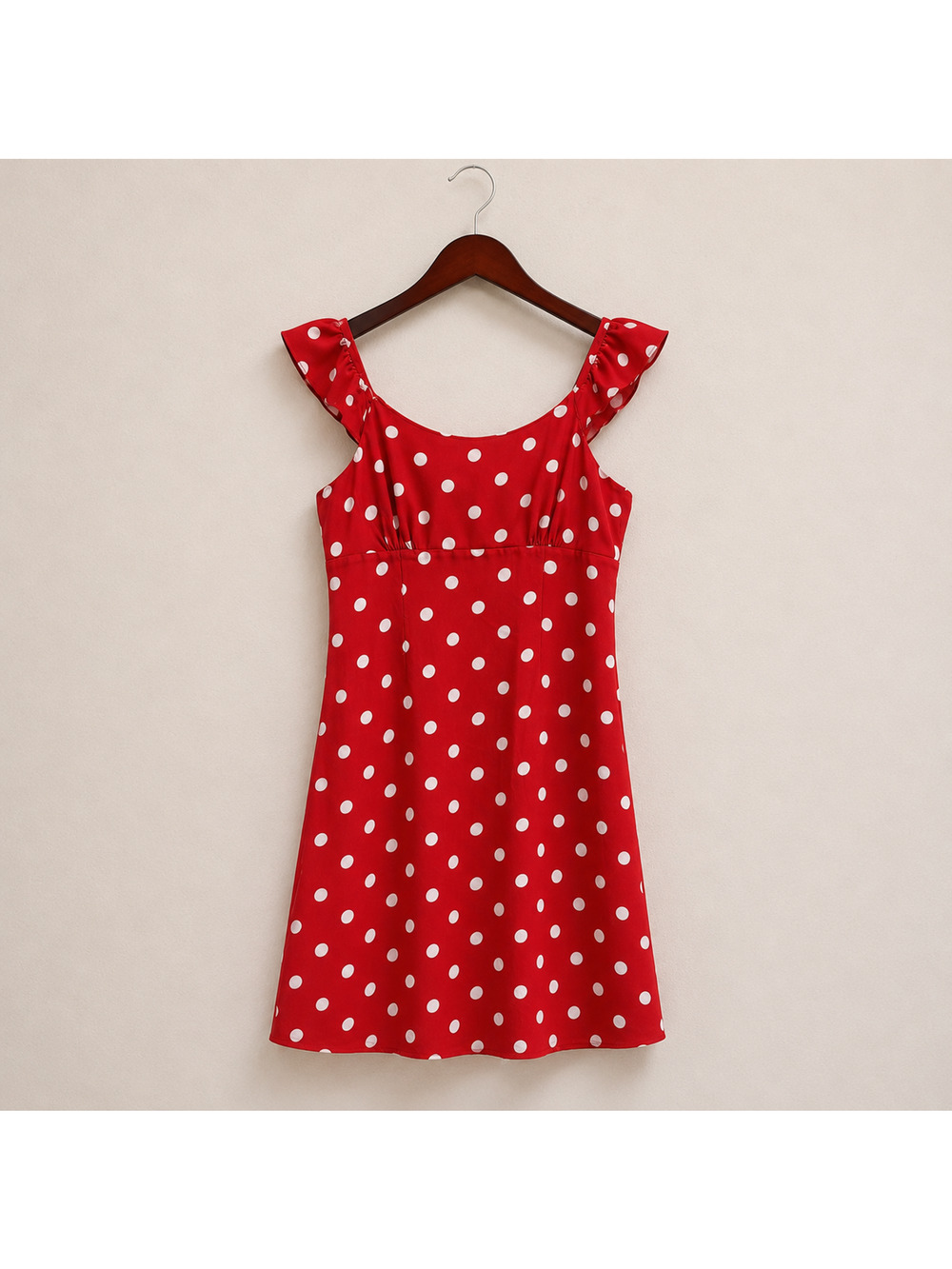 Vintage 90s INC International Concepts Red Polka Dot Silk Dress Chiffon Size 10
